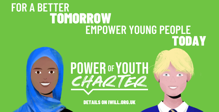 infographic that reads 'For a better tomorrow empower young people today. Details on iwill.org.uk '