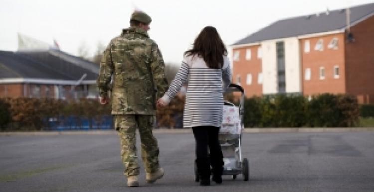 armed forces family walking 