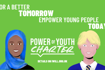 infographic that reads 'For a better tomorrow empower young people today. Details on iwill.org.uk '