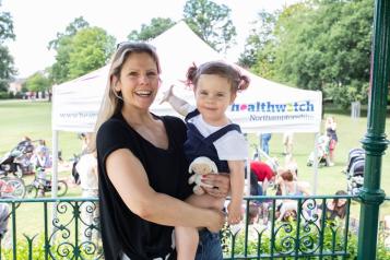 Mother and child at an event held by Healthwatch North and West Northamptonshire