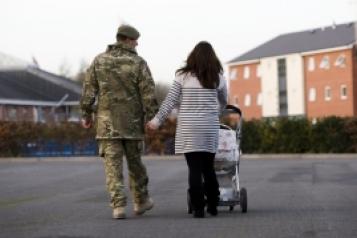 armed forces family walking 