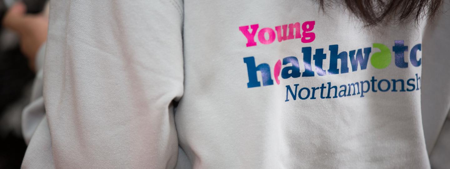 Back of Young Healthwatch Northamptonshire jumper