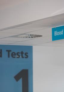 Hospital sign for blood tests